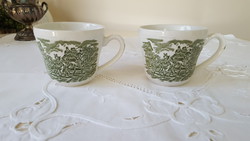 2 pcs.Royal tudor ware, mail van, English faience cup