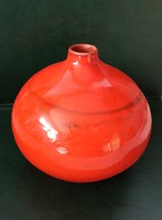 Zsűrizett retro iparművészeti kerámia gömb váza ufó váza