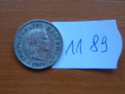 Switzerland 5 rappen 1909 / b mintmark (bern), copper-nickel # 1189