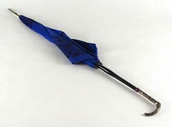 1G793 Régi ezüst nyelű kék esernyő sétabot 86 cm