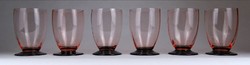 1H751 Régi art deco rózsaszín üveg pohár készlet 6 darab