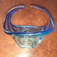 Blue Murano glass basket / bowl / centerpiece