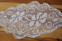 Antique old handmade crochet tablecloth needlework showcase lace centerpiece 58 x 27