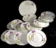 Antique purple poppy pls vienna porcelain plate set with additional bowls!