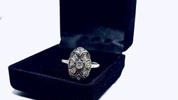 Antik gyémánt fehérarany gyűrű 14 karátos/Antique 14K White Gold Diamond Art Deco Ring