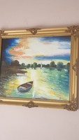 In a beautiful frame, a wonderful waterside landscape by the artist Papp Elf