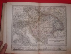 1873 Osztrák -Magyar Monarchia iskolai Atlasz gyönyörű rézkarc térképekkel a képek szerint
