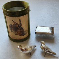 Retro vintage antik madár szappantartó nyulas nyuszis doboz csomag húsvéti karácsonyi dísz