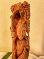 Oriental female figure carved from a forint - wood