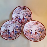 Japán porcelán, gésa mintás kistányér (3 db)