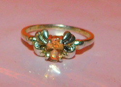 Champagne- sparkling zirconia stone 'bow + ring 7