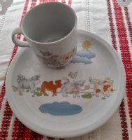 Alföldi porcelán bocis gyerek tányér + bögre
