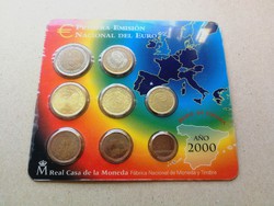 Spanyolország első forgalmi Euro szett 2000 UNC