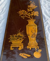 Wonderful old Chinese or Japanese gilded hand painted large lacquer wood wall plaque image of China Asia