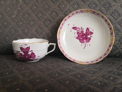 Antik Herendi,  Apponyi (purpur) teás csésze és alj, Gróf Apponyi Albert korabeli