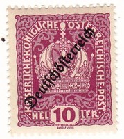 Ausztria forgalmi bélyeg "Deutschösterreich" felülnyomással 1918