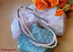 Very beautiful solid silk shine 3-strand necklace made of 3-color beads