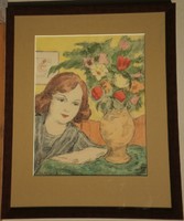 Jancsek Antal (1907-1985) : Lány virággal