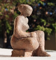 Charles of Ócsa (1938-2011): sitting nude - marked, unique terracotta sculpture