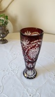 Graceful, burgundy polished crystal vase