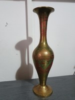 Indian painted copper vase 26.5 cm high