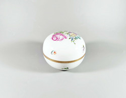Herend, bouquet de saxe (bs) hand-painted porcelain bonbonier, flawless! (Bt057)