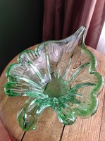 Old crystal glass table top offering leaf shape