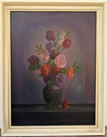 Miklós Szentgyörgyi (1955 -) flower still life c. Picture gallery painting with original guarantee !!