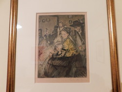 Perlmutter Isaac: The Family, Colored Etching, circa 1910
