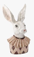 Vintage ceramic Easter decoration with antique big rabbit bunny figurine sculpture in powder pink
