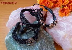 3 Pieces of beautiful brand-new multi-strand black leather bracelet in a similar style