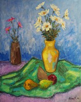 Still life with a yellow vase