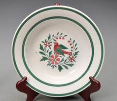 Antique Wilhelmsburg bird wall plate with screened pattern, marked.