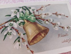 Régi mini húsvéti képeslap 1942 levelezőlap harangos üdvözlőkártya