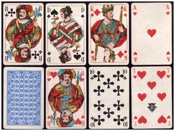 Francia sorozatjelű skat kártya Berlini kártyakép ﻿Trumpf Walter Scharf K.G. München 32 lap komplett