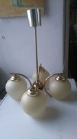 Nice vintage / art deco small brass + glass chandelier mignon burner-Czech - cheap!
