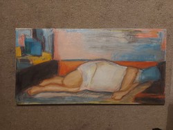 Bálint Györgyi festmény, 40x80 cm, olaj, vászon