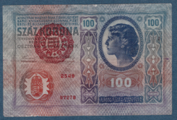 100 Korona 1912 Magyarország Bélyegzéssel