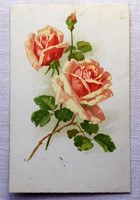 Régi  Klein stílusú  üdvözlő  képeslap rózsa