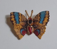 Vintage zománcozott köves pillangó  bross