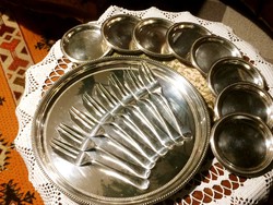 Soft drinks and cakes, silver-plated tray, 8 cake forks and coasters, vintage dessert set