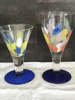 Colored glass goblets, 17.5 and 22 cm high