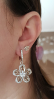 Füst topáz drágaköves ezüst  füli- új, 925 sterling