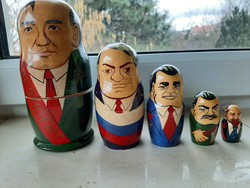 Matryoshka doll, tree, 1990. Gorbachev, Yeltsin, Brezhnev, Stalin, Lenin