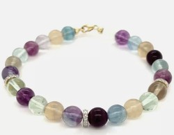 Multi fluorite chakra gemstone bracelet, 375 ös, 10 carat, diamond