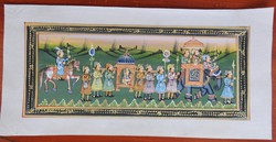 Karaván 5.- indiai selyemkép festmény