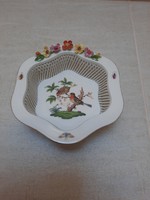 Herend rothschild patterned 6 angled wicker basket serving bowl
