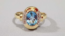 14 K arany kék köves női gyűrű 3,92 g