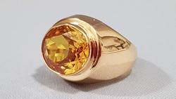 14 K arany női gyűrű nagy méretű citrinnel 8,98 g