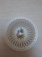 Herendi Viktória mintás porcelán fonott kosár, tál VBO